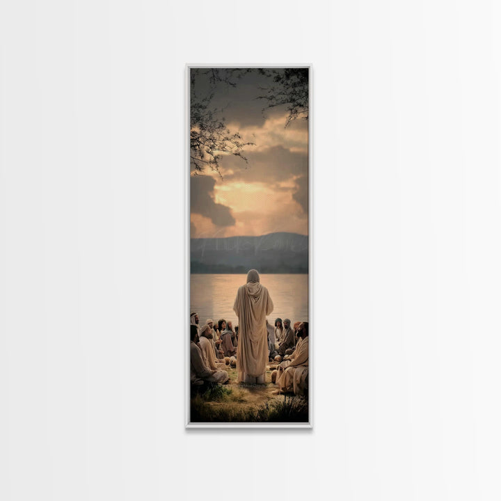Autumn Serenity, Framed Canvas Print, Skinny Art, Jesus Painting, Christian Art Canvas, Christian Wall Art, Christmas Art