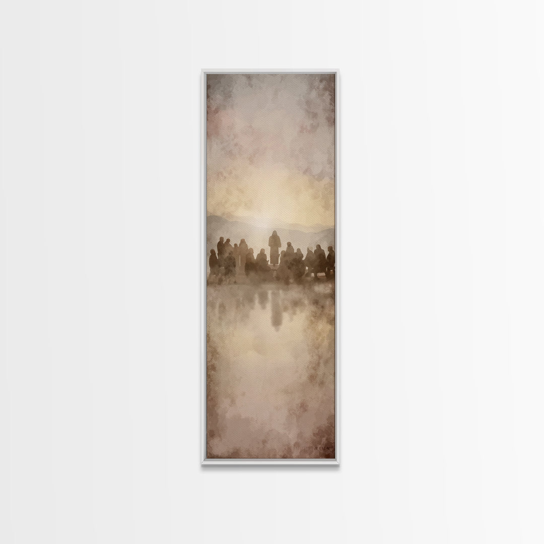 Sermon At Dawn – Framed Canvas Print – Christian Art Canvas – Christian Christmas Art – Jesus Painting – Tall Skinny Art Print – Christian