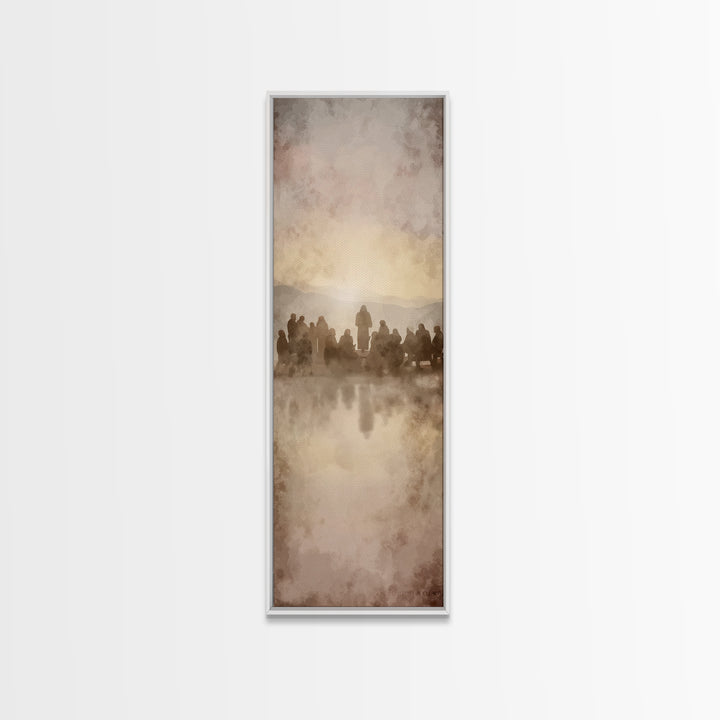 Sermon At Dawn – Framed Canvas Print – Christian Art Canvas – Christian Christmas Art – Jesus Painting – Tall Skinny Art Print – Christian