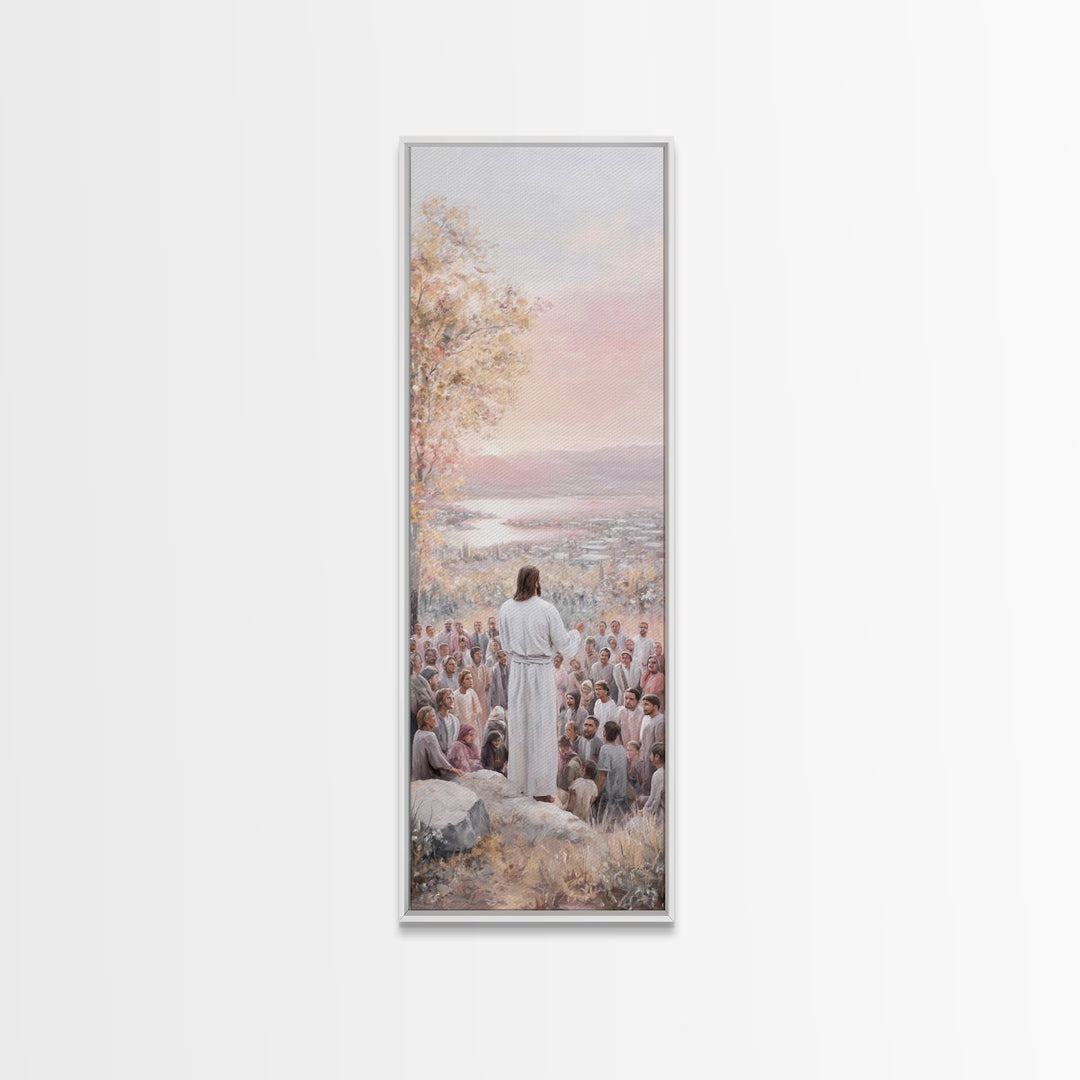 Hillside Of Mercy – Framed Canvas Print – Christian Art Canvas – Christian Wall Art – Narrow Art – Jesus Painting – Christian Christmas Art