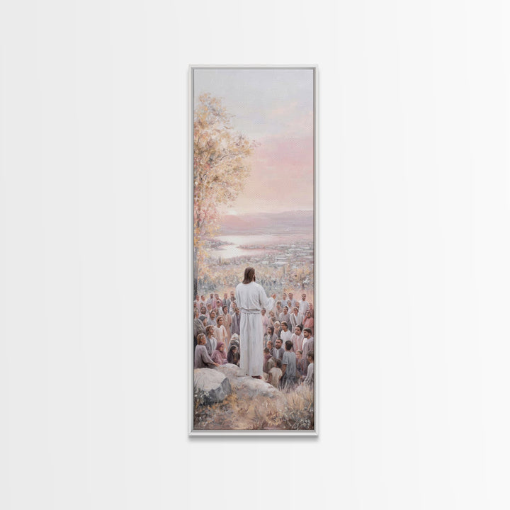 Hillside Of Mercy – Framed Canvas Print – Christian Art Canvas – Christian Wall Art – Narrow Art – Jesus Painting – Christian Christmas Art