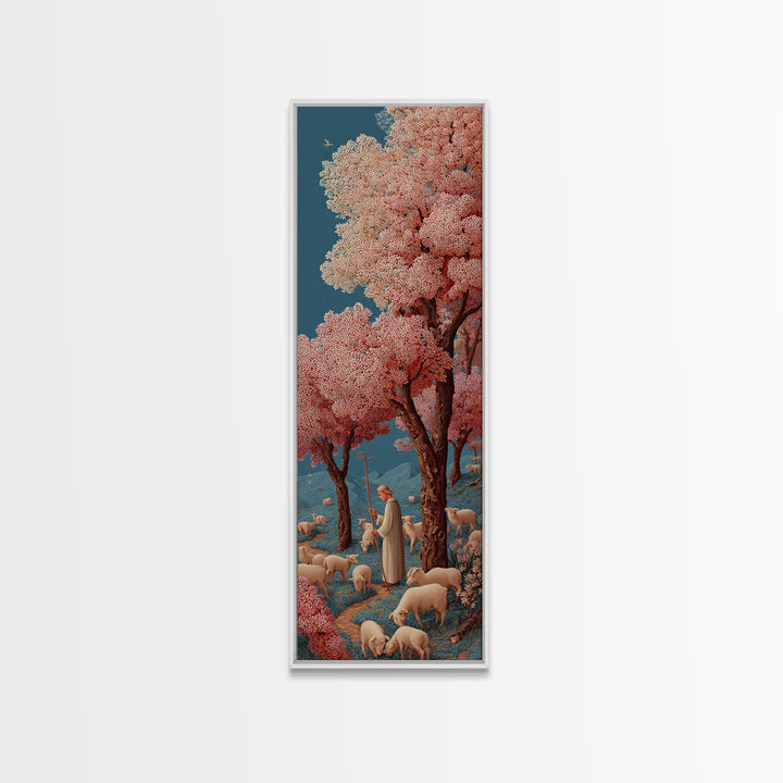 Pastures Of Peace – Framed Canvas Print – Christian Art Canvas – Jesus Painting – Christian Wall Art – Christian Christmas Art – Tall Skinn