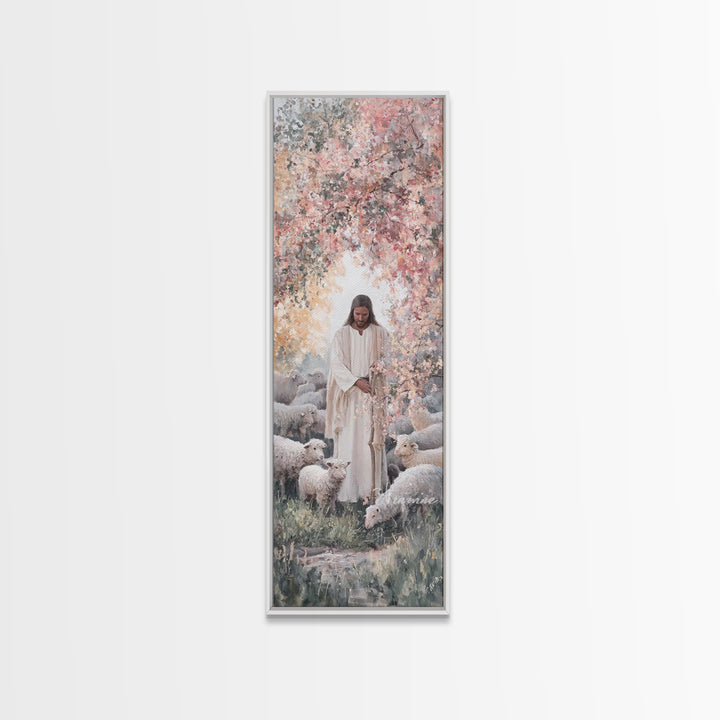 Blossoms Of Grace - Framed Canvas Print - Christian Wall Art - Jesus Painting - Tall Narrow Wall Art - Christian Art Canvas