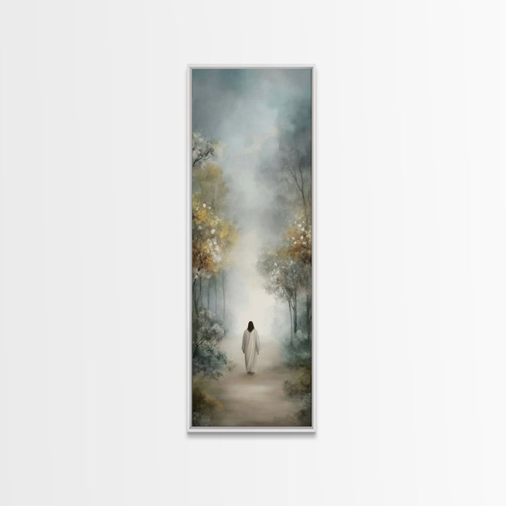 Soft Vale Steps - Framed Canvas Print - Christian Wall Art - Jesus Painting - Tall Skinny Art Print - Christian Art Canvas