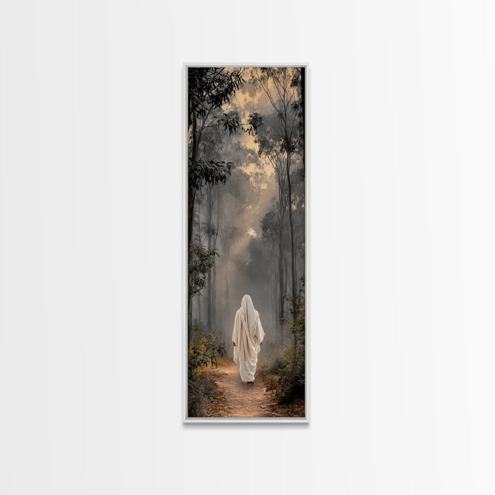 Forest Morning Grace - Framed Canvas Print - Christian Wall Art - Jesus Painting - Tall Narrow Wall Art - Christian Art Canvas
