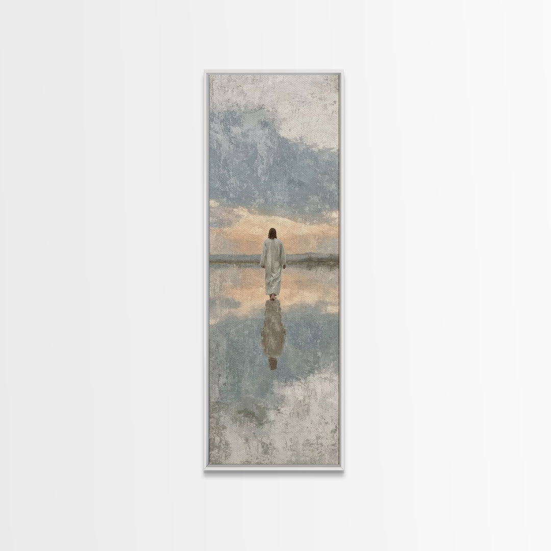 Heaven’s Calm Path – Framed Canvas Print – Tall Narrow Wall Art – Christian Wall Art – Jesus Painting – Christian Art Canvas – Christian Ar