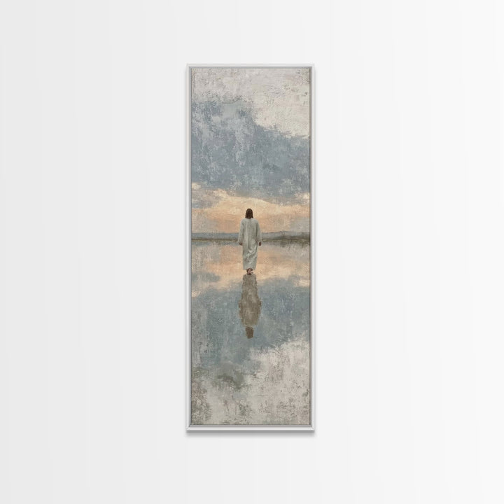 Heaven’s Calm Path – Framed Canvas Print – Tall Narrow Wall Art – Christian Wall Art – Jesus Painting – Christian Art Canvas – Christian Ar