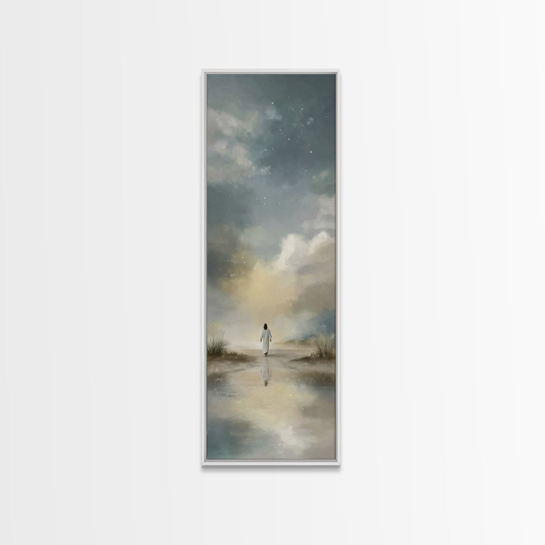 Starry Night Promise – Framed Canvas Print – Skinny Art – Christian Art Canvas – Jesus Painting – Christian Wall Art – Christian Christmas