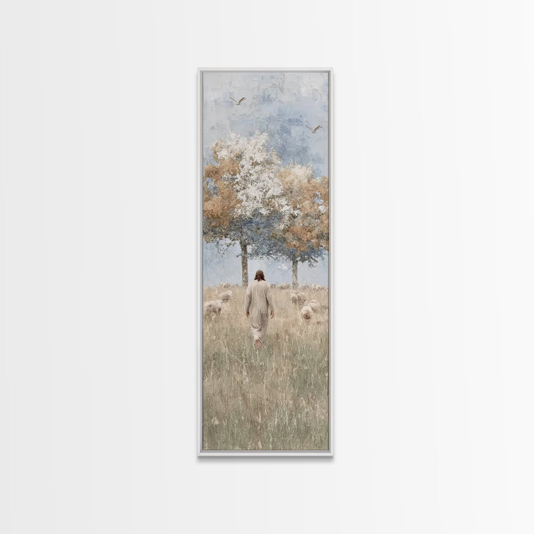 Fields Of Gentle Grace – Framed Canvas Print – Skinny Art – Christian Wall Art – Christian Art Canvas – Jesus Painting – Christian Art