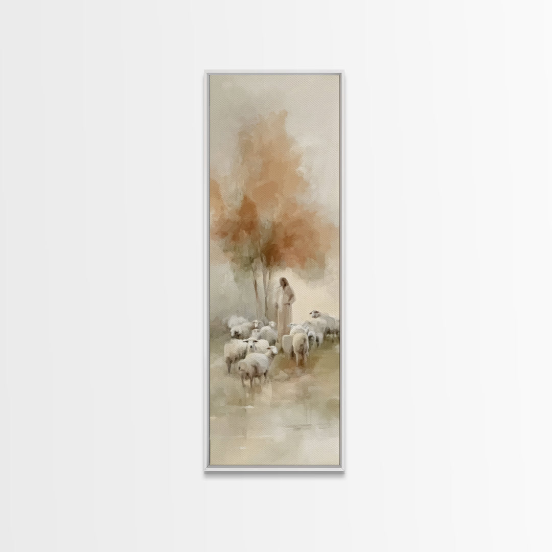 Shepherds Of Mercy – Framed Canvas Print – Christian Wall Art – Jesus Painting – Narrow Art – Christian Art Canvas – Christmas Art