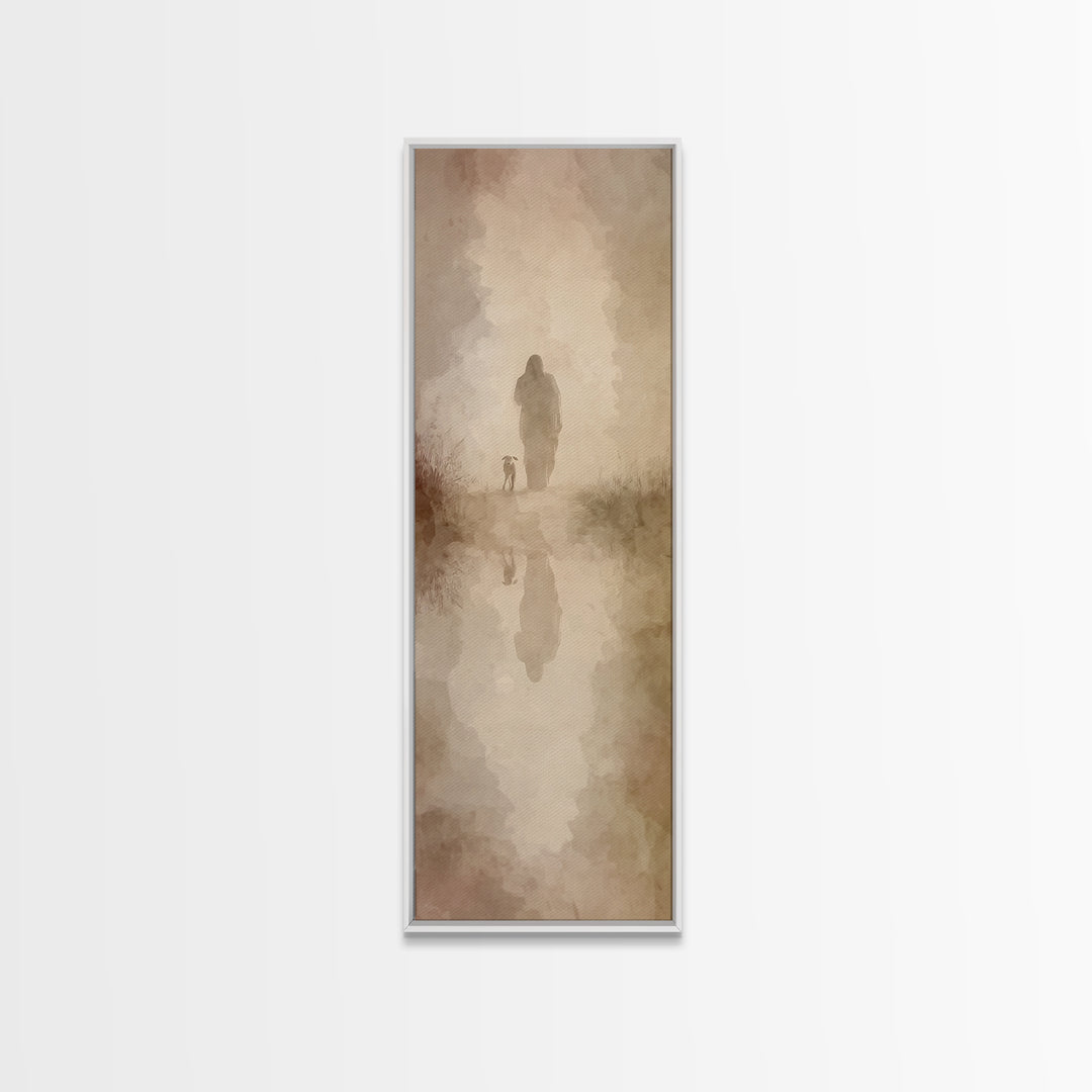 Guided By Peace – Framed Canvas Print – Tall Skinny Art Print – Christian Wall Art – Jesus Painting – Christian Art Canvas – Christmas Art