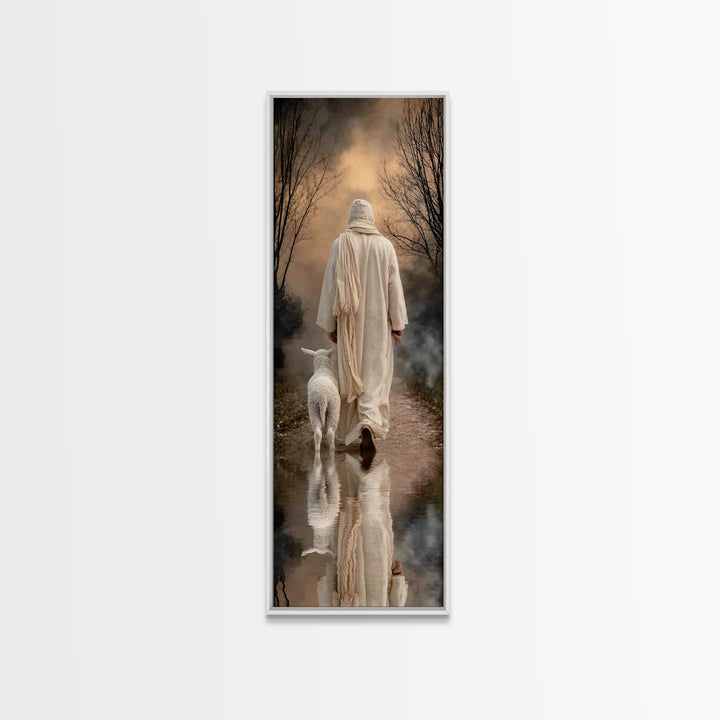 Lamb Of Stillness – Framed Canvas Print – Christian Art Canvas – Tall Narrow Wall Art – Jesus Painting – Christian Wall Art – Christmas Art