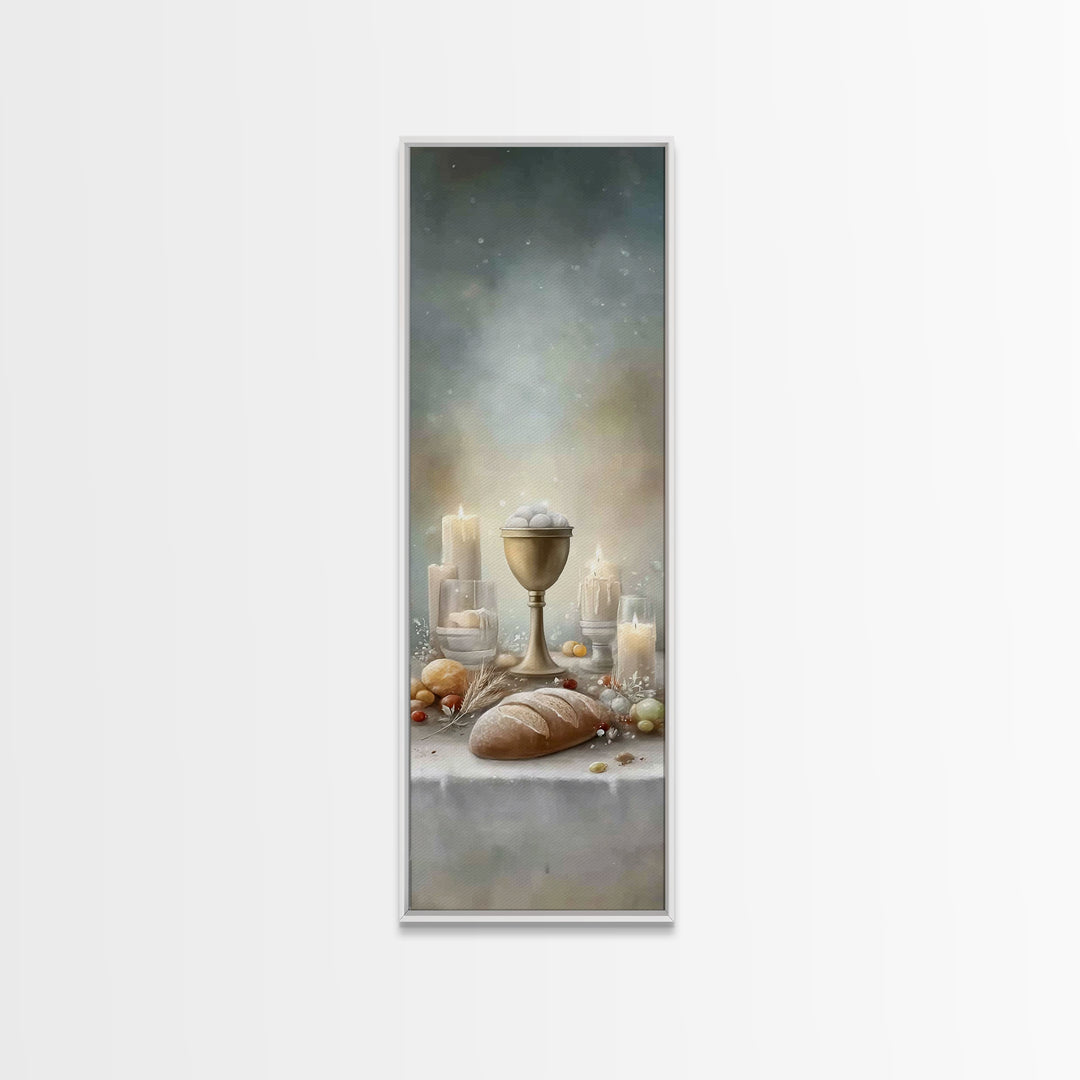 Holy Communion Light – Framed Canvas Print – Narrow Art – Christian Christmas Art – Christian Wall Art – Framed Christmas Art – Christian A