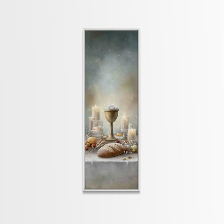 Holy Communion Light – Framed Canvas Print – Narrow Art – Christian Christmas Art – Christian Wall Art – Framed Christmas Art – Christian A
