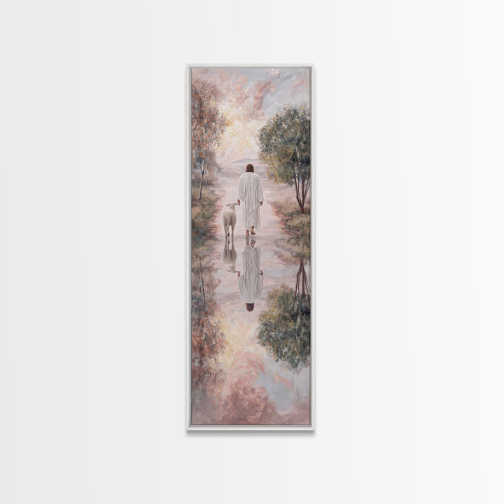 Meadow Of Peace – Framed Canvas Print – Christian Wall Art – Jesus Painting – Christian Art Canvas – Tall Narrow Wall Art – Christmas Art