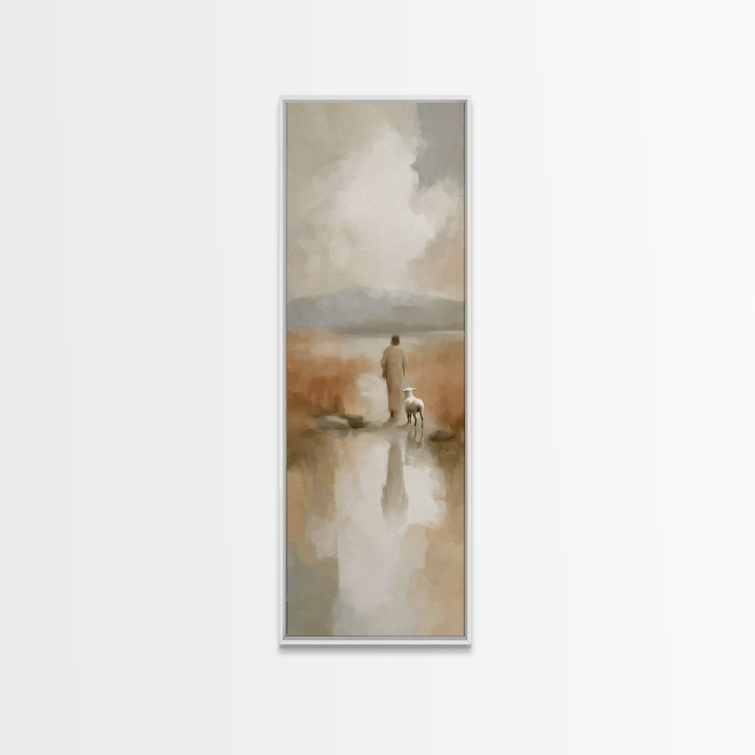 Quiet Dawn Grace – Framed Canvas Print – Christian Wall Art – Christian Art Print – Narrow Art – Modern Christian Art – Christmas Art