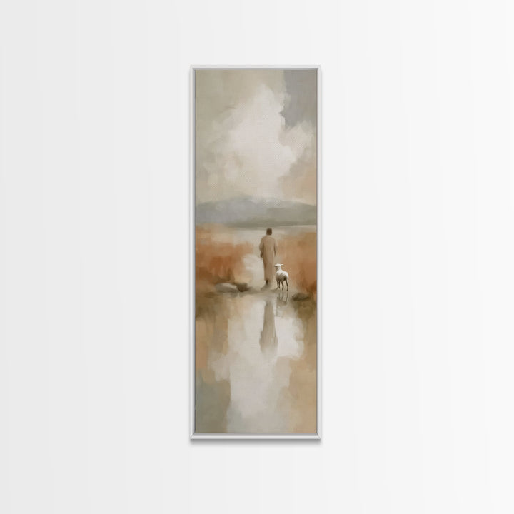 Quiet Dawn Grace – Framed Canvas Print – Christian Wall Art – Christian Art Print – Narrow Art – Modern Christian Art – Christmas Art