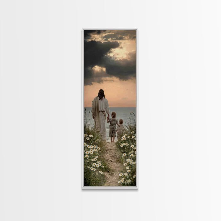 Horizon Of Mercy – Framed Canvas Print – Jesus Painting – Christian Art Canvas – Tall Skinny Art Print – Christian Gift Ideas – Christmas A