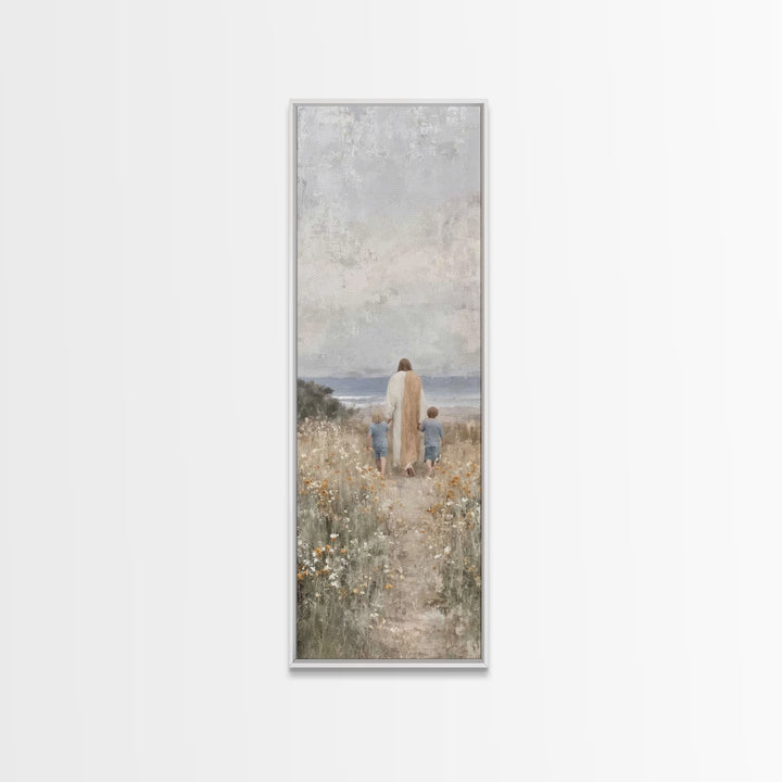 Shoreline Of Hope – Framed Canvas Print – Christian Art Canvas – Jesus Painting – Skinny Art – Christian Decorations – Christian Christmas