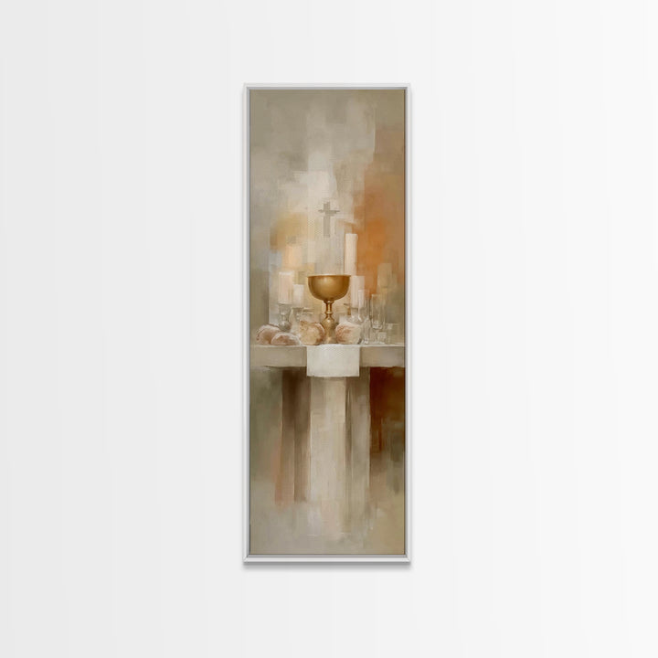 Sacred Offering | Framed Canvas Print | Tall Narrow Wall Art | Christian Wall Art | Vintage Christian Art | Christian Art Canvas | Christma