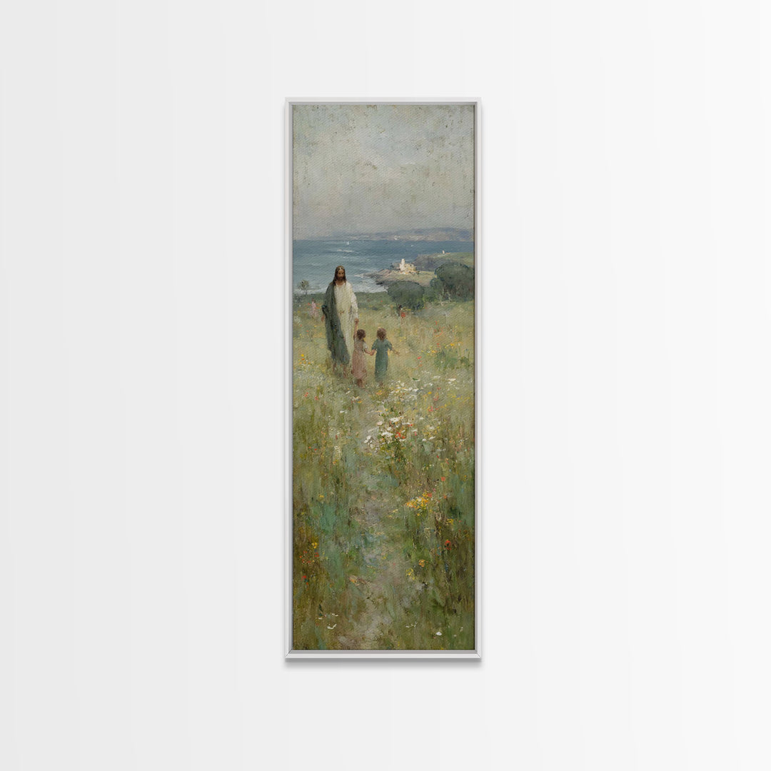 Fields Of Mercy | Framed Canvas Print | Christian Art Canvas | Tall Narrow Wall Art | Jesus Painting | Modern Christian Art | Christian Gif