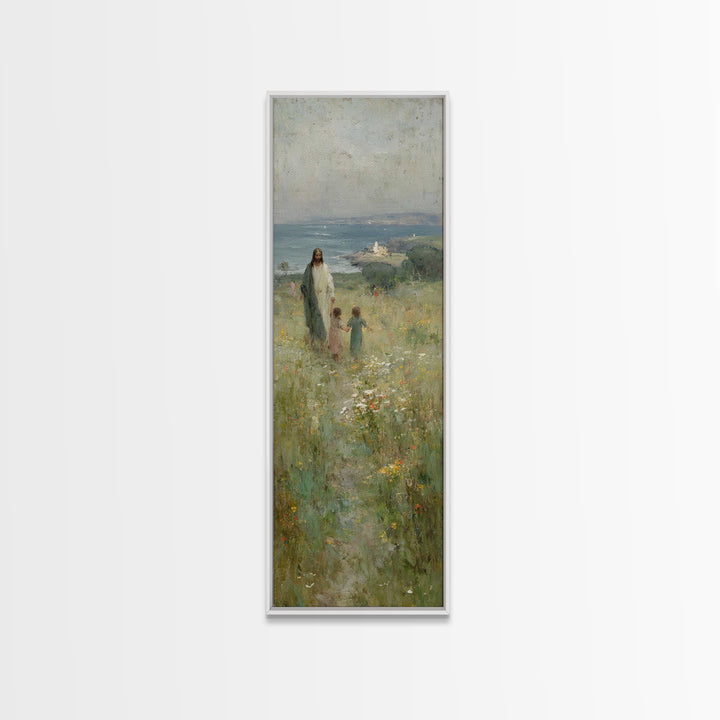 Fields Of Mercy | Framed Canvas Print | Christian Art Canvas | Tall Narrow Wall Art | Jesus Painting | Modern Christian Art | Christian Gif