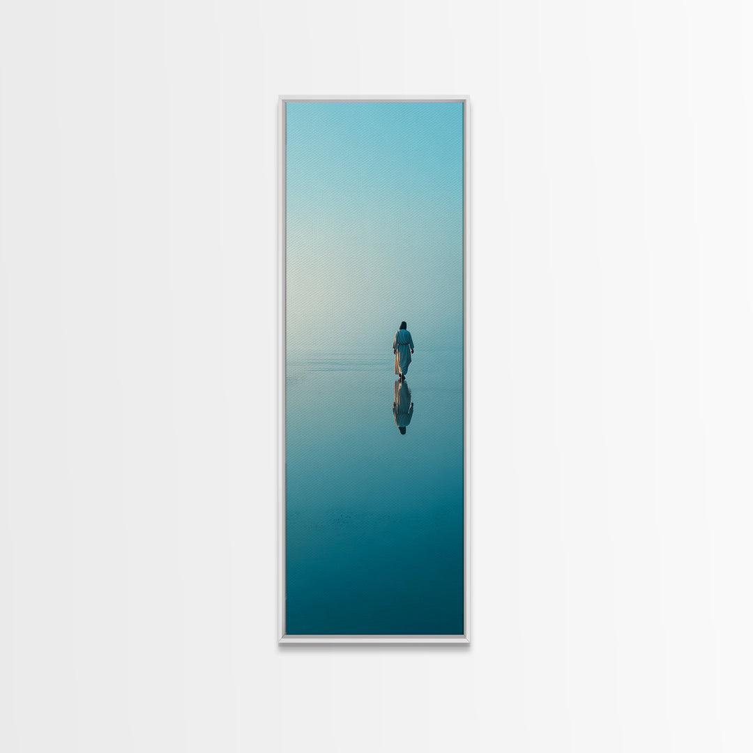 Calm Eternal Light – Framed Canvas Print – Christian Art Work – Tall Skinny Art Print – Jesus Painting Canvas – Christian Christmas Art – M
