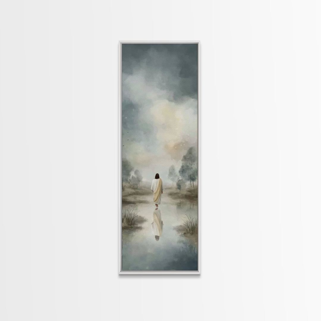 Desert Dawn Peace | Framed Canvas Print | Christian Art Gift | Tall Skinny Art Print | Jesus Wall Art | Christian Art Painting | Christmas