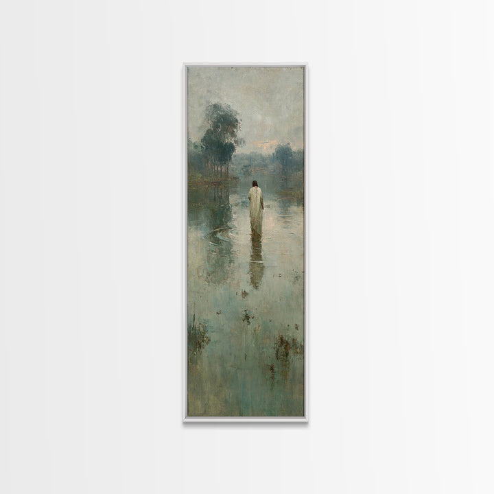 Quiet River Mercy | Framed Canvas Print | Christian Art Canvas | Tall Skinny Art Print | Jesus Wall Art | Vintage Christian Art | Christian