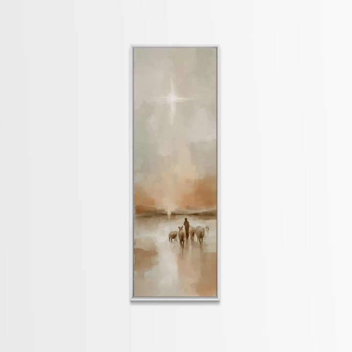 Silent Star Journey – Framed Canvas Print – Tall Narrow Wall Art – Christian Art Canvas – Christmas Art – Christian Wall Art