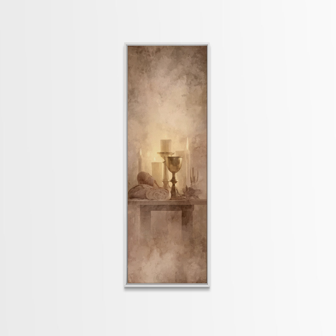 Candlelit Blessing, Framed Canvas Print, Tall Narrow Wall Art, Christian Art Canvas, Christian Wall Art, Subtle Christian Art, Christmas Ar
