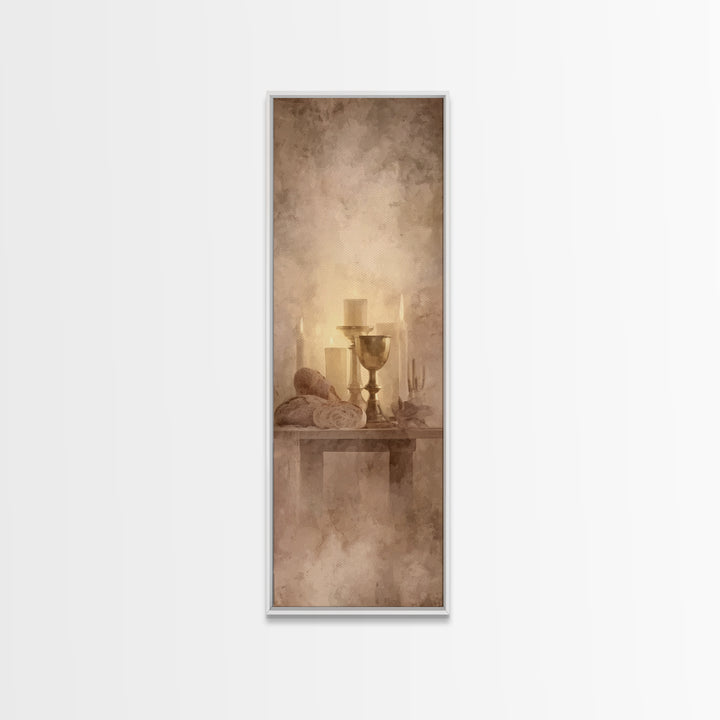Candlelit Blessing, Framed Canvas Print, Tall Narrow Wall Art, Christian Art Canvas, Christian Wall Art, Subtle Christian Art, Christmas Ar