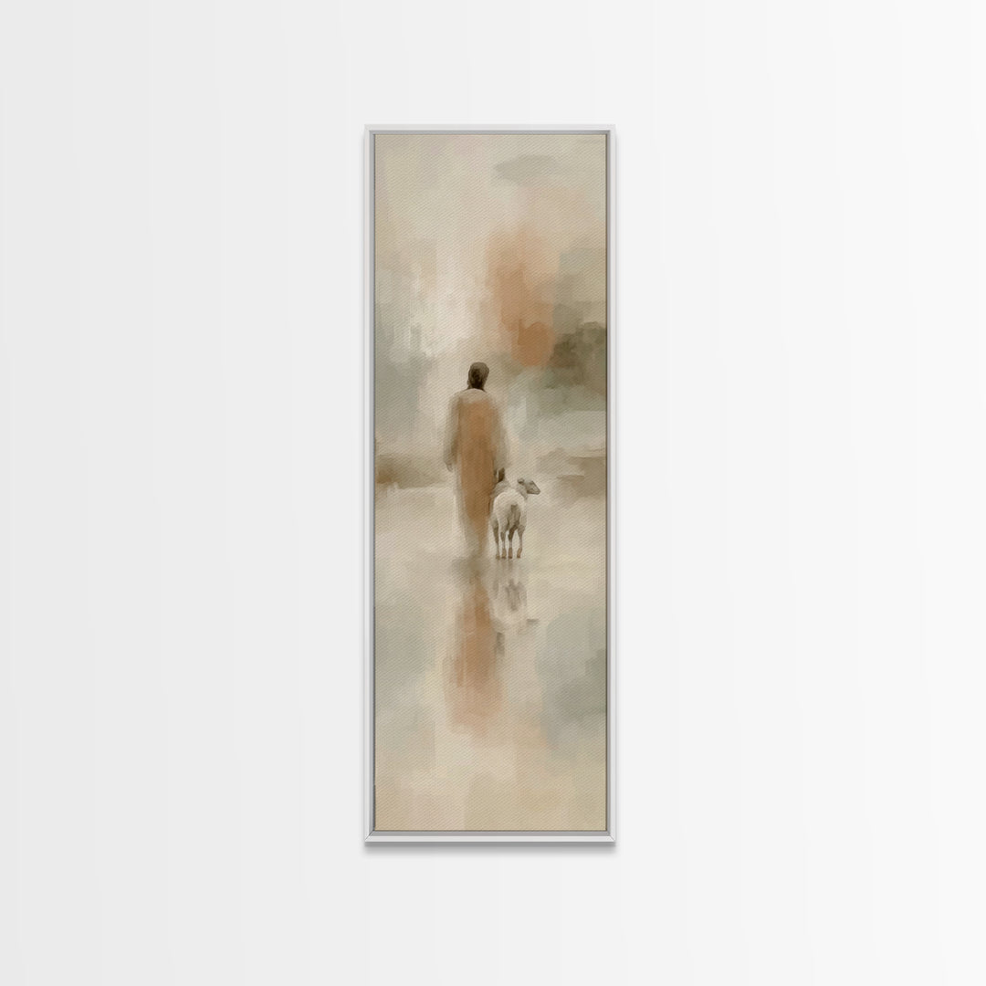 Walk Of Grace | Framed Canvas Print | Narrow Art | Christian Art Canvas | Jesus Painting | Christian Wall Art | Christmas Art