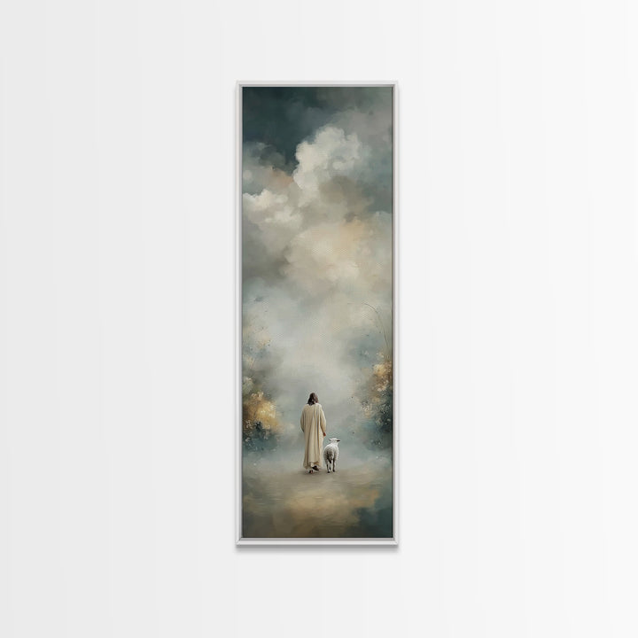 Fields Of Peace, Framed Canvas Print, Tall Narrow Wall Art, Christian Art, Jesus Painting, Christian Art Canvas, Christmas Art
