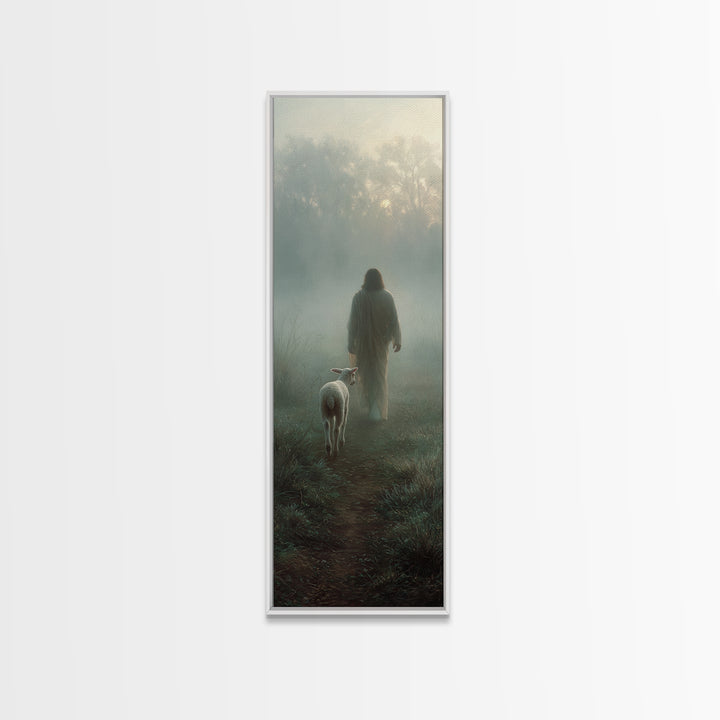 Gentle Way Home – Framed Canvas Print – Narrow Art – Christian Wall Art – Jesus Painting – Christian Art Canvas – Christmas Art
