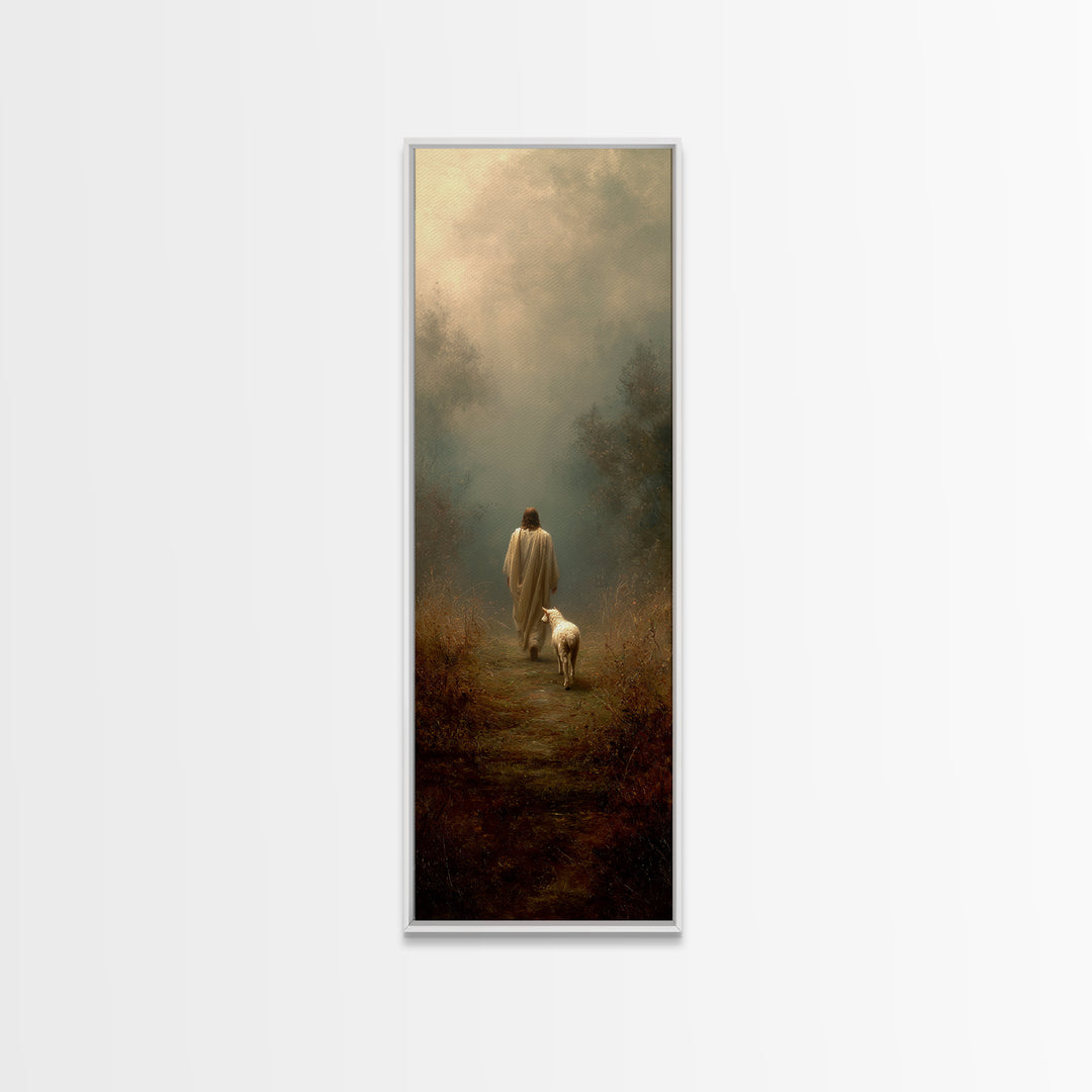 Haven Of Stillness | Framed Canvas Print | Tall Narrow Wall Art | Christian Art Canvas | Christian Wall Art | Jesus Painting | Christmas Ar