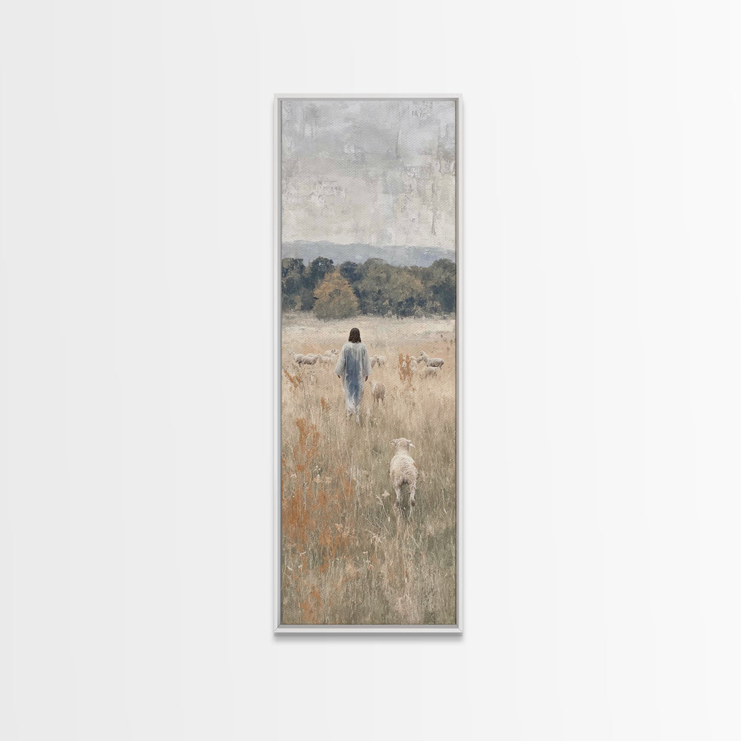 Meadow Of Light – Framed Canvas Print – Skinny Art – Christian Art Canvas – Christian Wall Art – Jesus Painting – Christmas Art