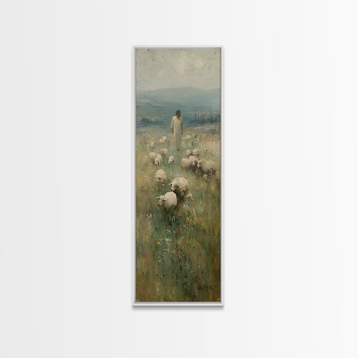 Golden Meadow Grace – Framed Canvas Print – Skinny Art – Christian Art Canvas – Jesus Painting – Christian Wall Art – Christmas Art