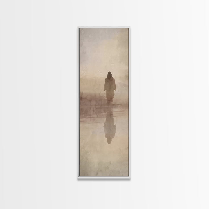 Pastures Of Renewal, Framed Canvas Print, Tall Narrow Wall Art, Christian Art Canvas, Christian Wall Art, Jesus Painting, Christmas Art