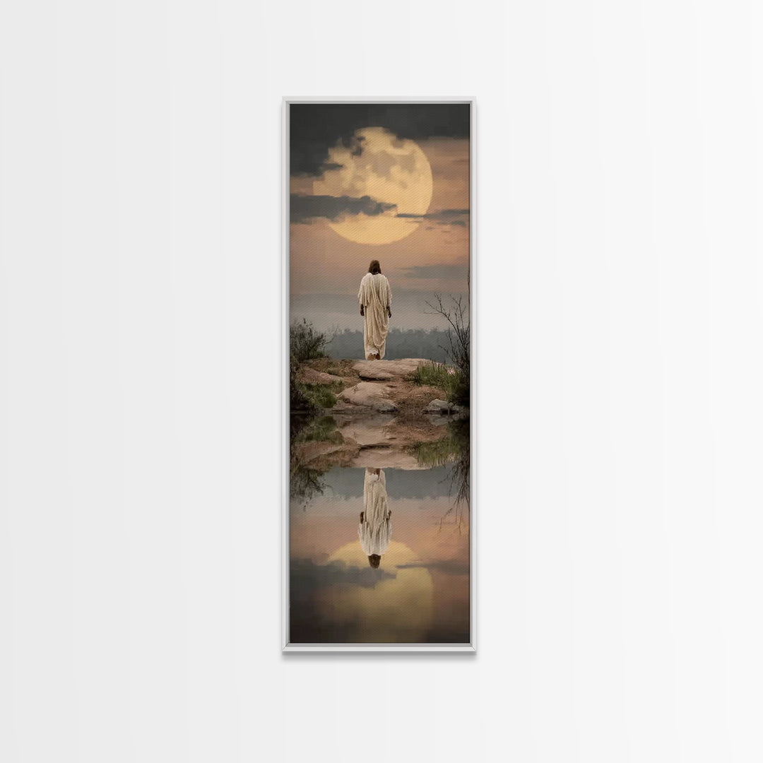 Reflections Of Hope | Framed Canvas Print | Narrow Art | Christian Wall Art | Christian Art Canvas | Christmas Art | Jesus Painting