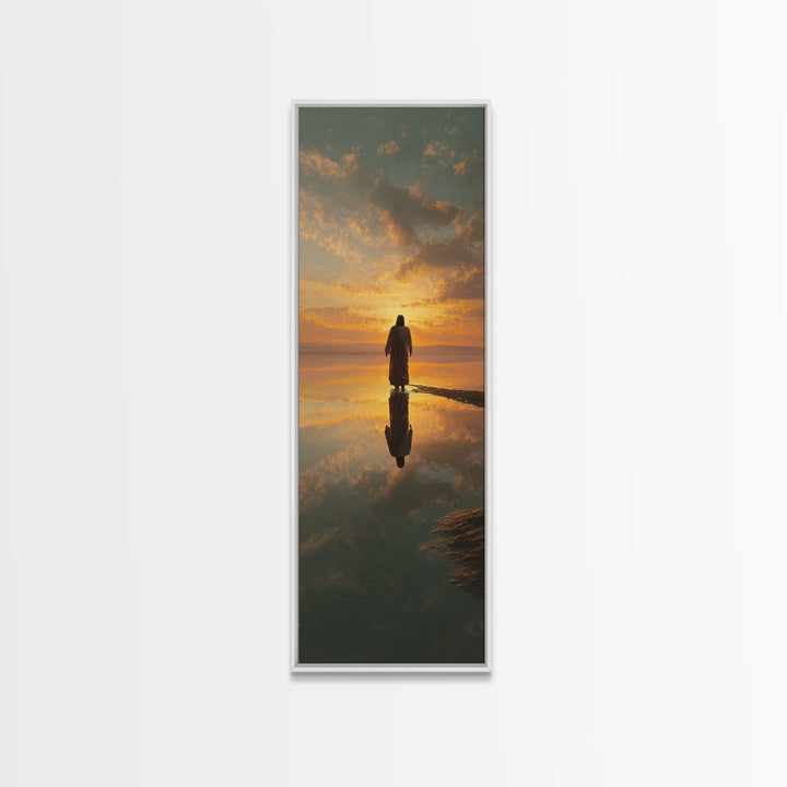 Sunset Of Promise – Framed Canvas Print – Tall Skinny Art Print – Christian Art Canvas – Jesus Painting – Christian Wall Art – Christmas Ar