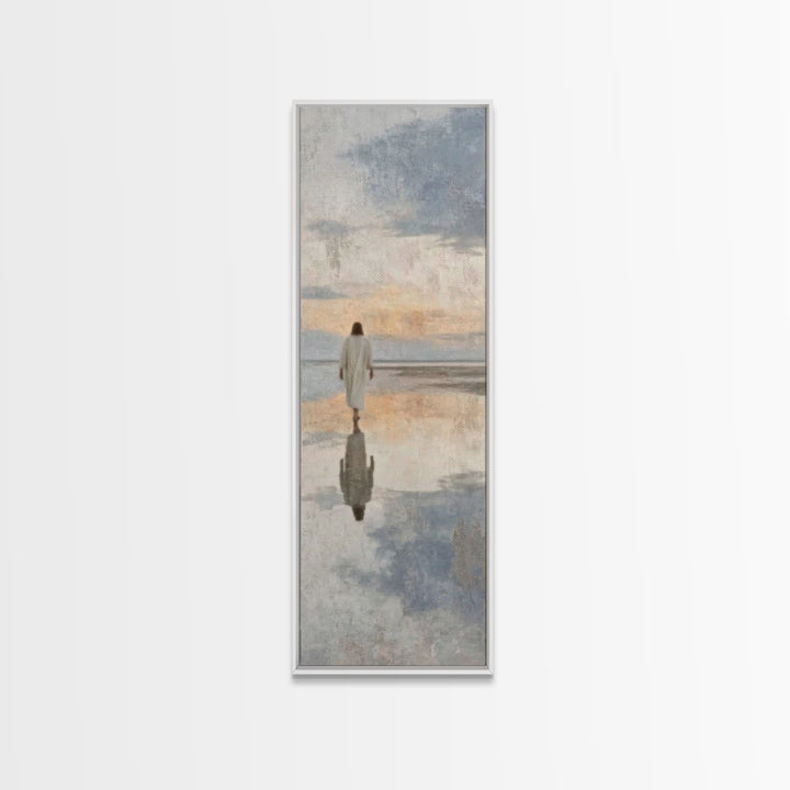 The Still Path – Framed Canvas Print – Tall Narrow Wall Art – Christian Wall Art – Jesus Painting – Christian Art Canvas – Christmas Art