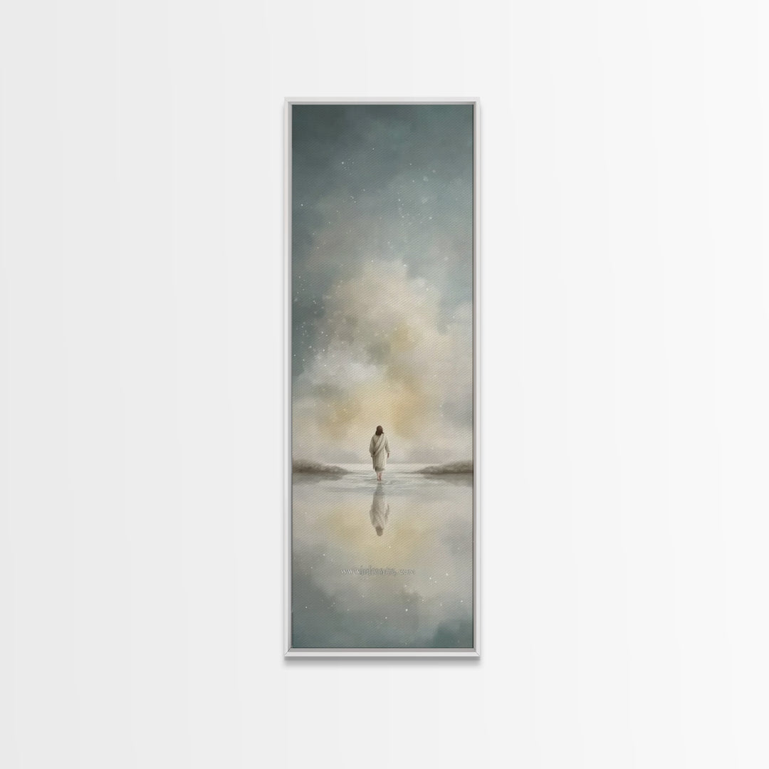 Heavenly Horizon – Framed Canvas Print – Tall Skinny Art Print – Christian Art – Jesus Painting – Christian Canvas – Christmas Art