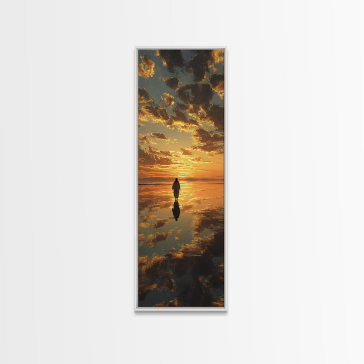 Sacred Reflections – Framed Canvas Print – Tall Narrow Wall Art – Christian Art – Jesus Painting – Christian Canvas – Christmas Art