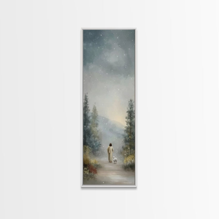 Gentle Shepherd – Framed Canvas Print – Narrow Art – Christian Art Canvas – Jesus Painting – Christian Wall Art – Christmas Art