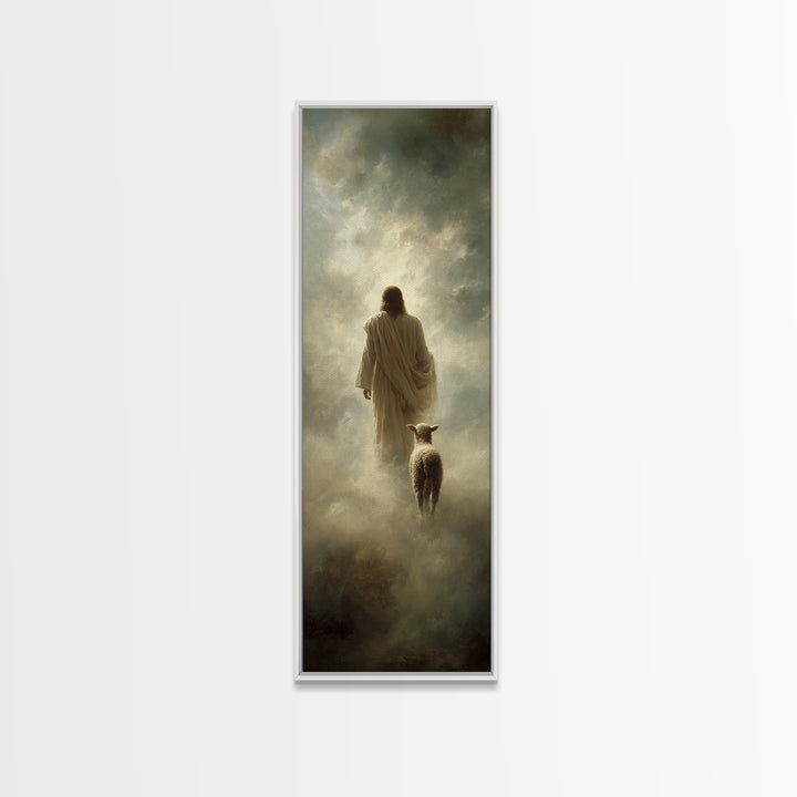 Heaven’s Gentle Call – Framed Canvas Print – Tall Narrow Wall Art – Christian Wall Art – Jesus Painting – Christian Art Canvas – Christian