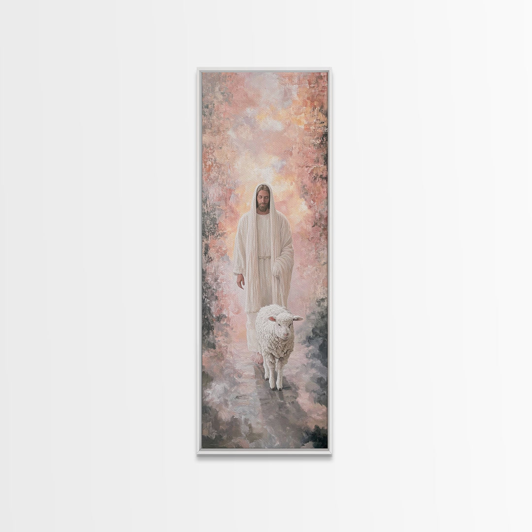 Light Of The Fold – Framed Canvas Print – Tall Skinny Art Print – Christian Art – Jesus Painting – Christian Canvas – Christian Wall Art –