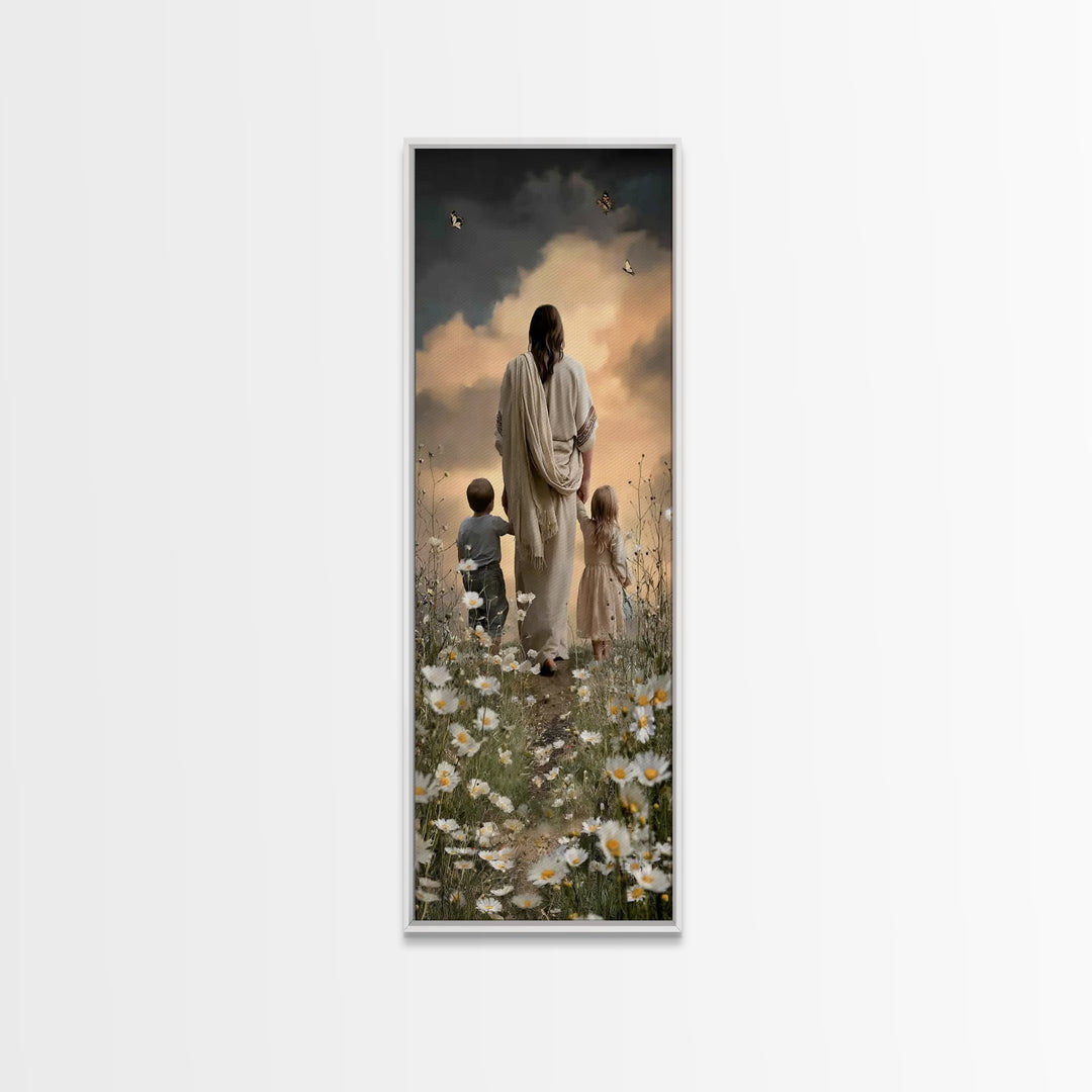 Garden Of His Care – Framed Canvas Print – Narrow Art – Christian Art Canvas – Jesus Painting – Christian Wall Art – Christian Art – Christ