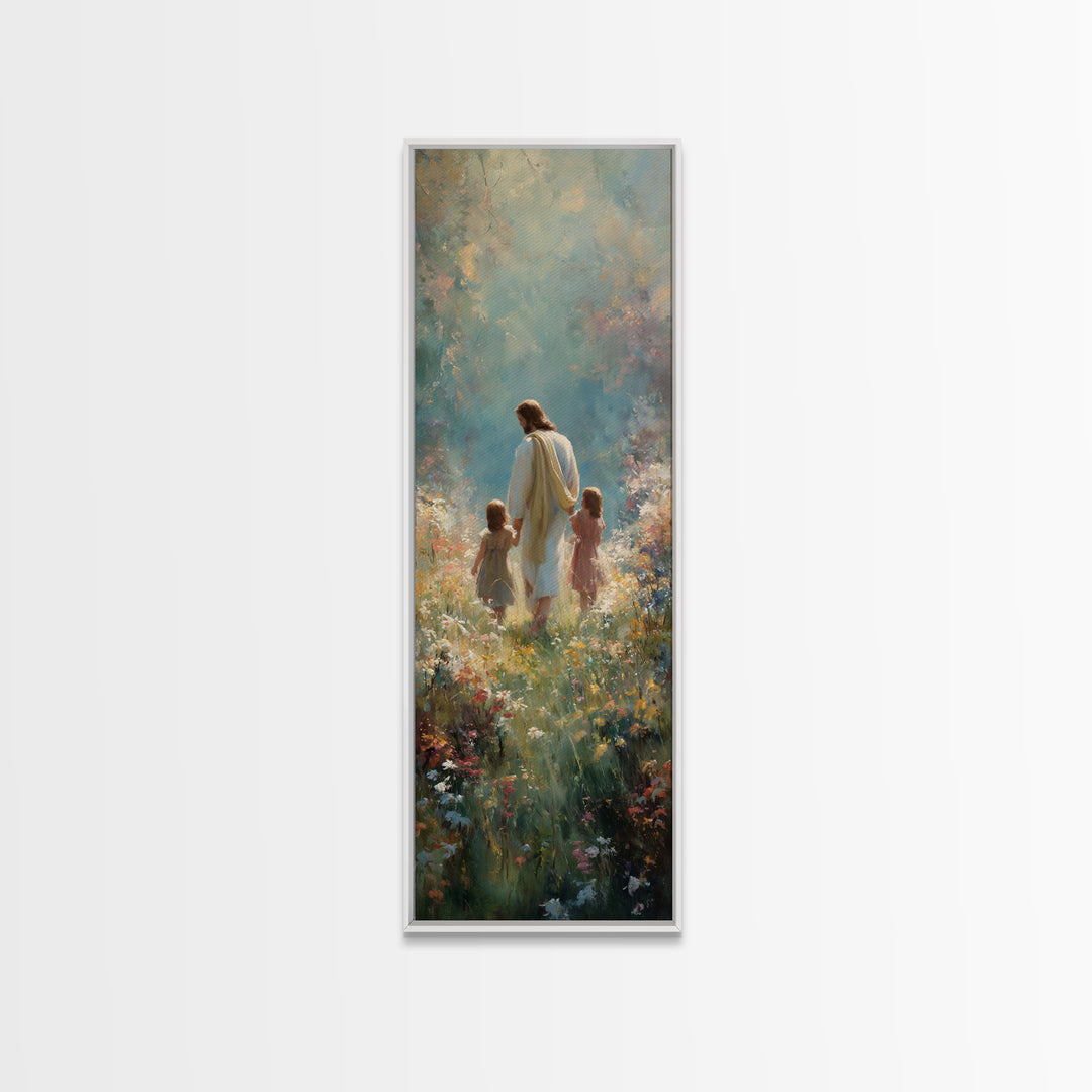 Guided By Love – Framed Canvas Print – Tall Narrow Wall Art – Christian Art Canvas – Jesus Painting – Christian Art – Christian Wall Art –