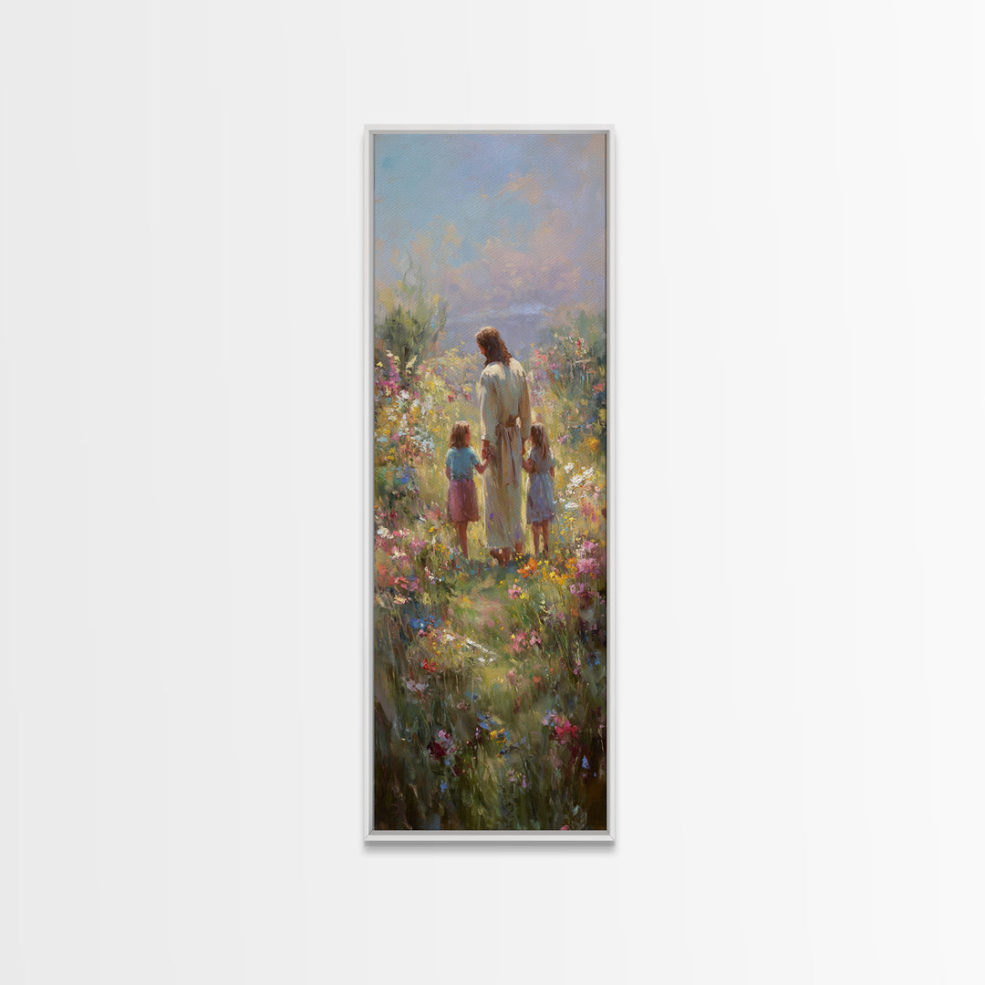 Sunlit Grace, Framed Canvas Print, Skinny Art, Christian Art Canvas, Jesus Painting, Christian Wall Art, Christian Art, Christian Gift Idea
